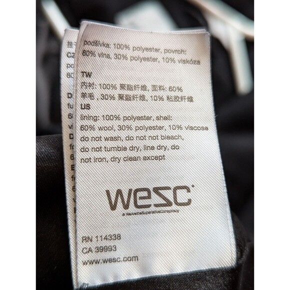 Wesc Black Wool Blend Jacket Size XS - Picture 13 of 13